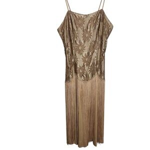 New Leaf by Samir vintage floral medieval Flapper fringe midi dress